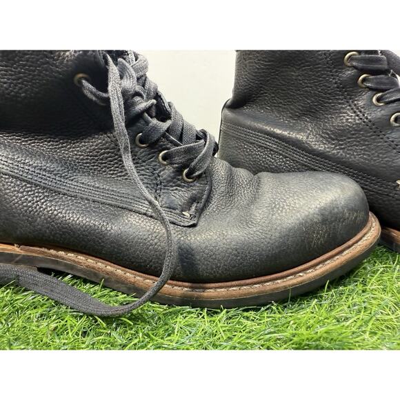 rag & bone Kent Black Pebbled Leather Lace-Up Boots Made in USA Distressed Men main image 5